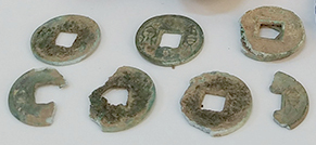 Some of the more than fifty huo quan coins recovered from the tomb