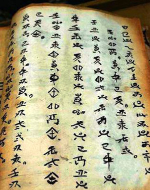 The ancient 'Shui Shu" pictographic script resembles the symbols used on oracle bones