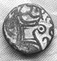 Ancient Kushan coin with image of ox or cow
