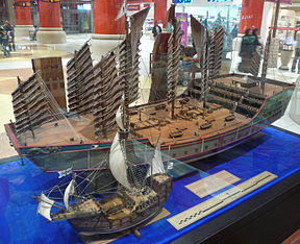 Comparative size of the ships of Zheng He and Christopher Columbus